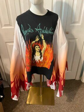Jane’s Addiction Upcycled Graphic T-Shirt with Flowy Flamed Bell Sleeves - OSFM